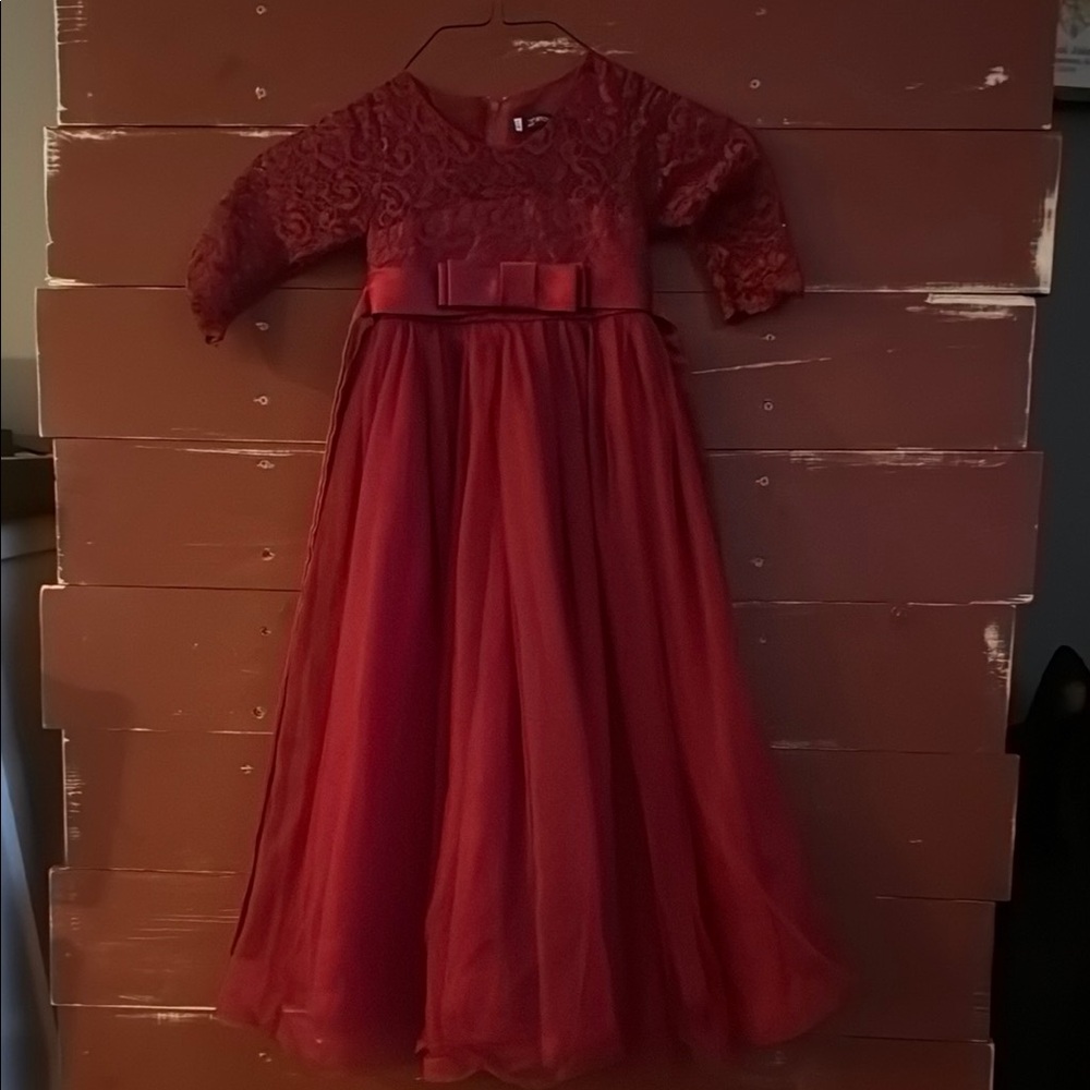 Elegant Red Lace Kids Dress
